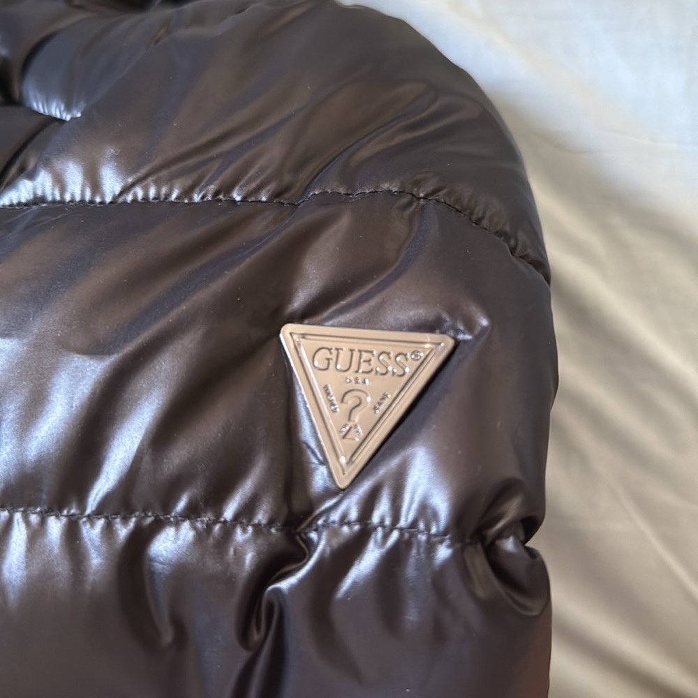 GUESS Women's Shiny Black Puffer Jacket - Picture 5 of 5
